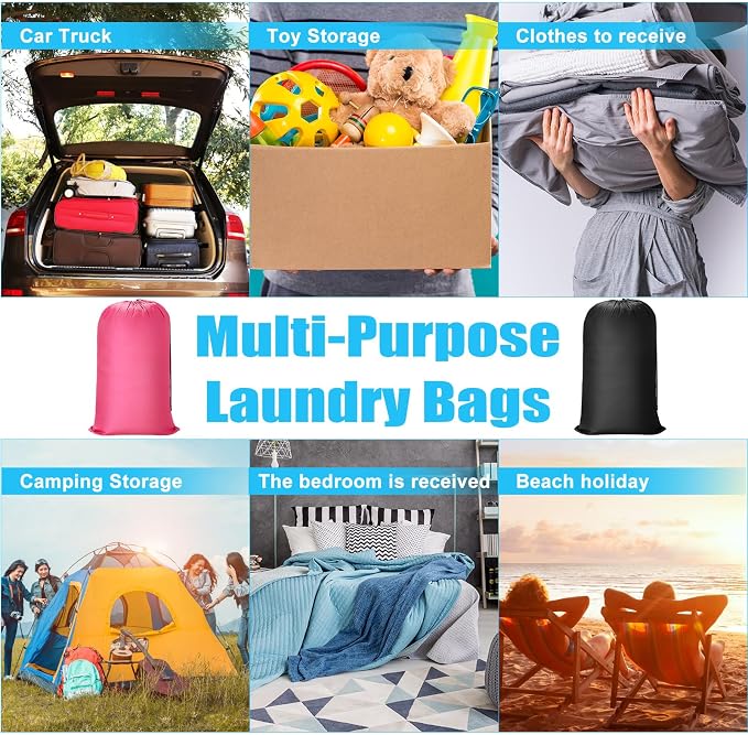 Nuogo 20 Pcs Large Laundry Bags Bulk, 38 x 24 Inch, Black, Pink - Image 7