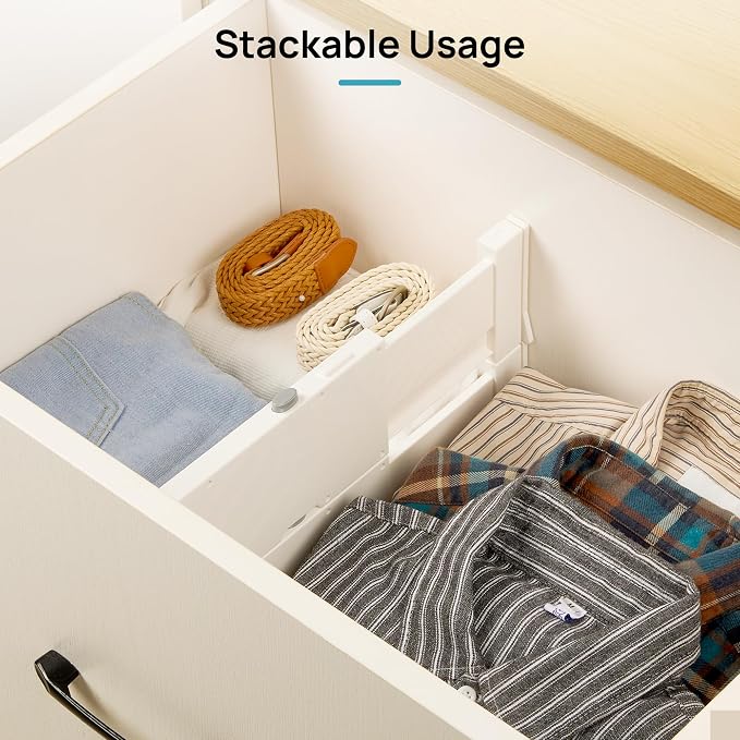 Vtopmart Drawer Dividers for Clothes 4 Pack, Adjustable 4" High Expandable from 11.6"-17" Dresser Drawer Organizer, Plastic Drawers Separators for Dresser, Baby Clothes, Kitchen and Office Storage - Image 7