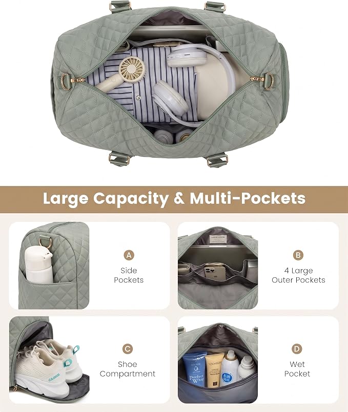 LOVEVOOK Travel Duffle Bag, Weekender Bag for Women with Toiletry Bag, Carry on Overnight Bag with Shoe Compartment, Gym Duffel Bag with Wet Pocket, Mommy Hospital Bags for Labor and Delivery - Image 2