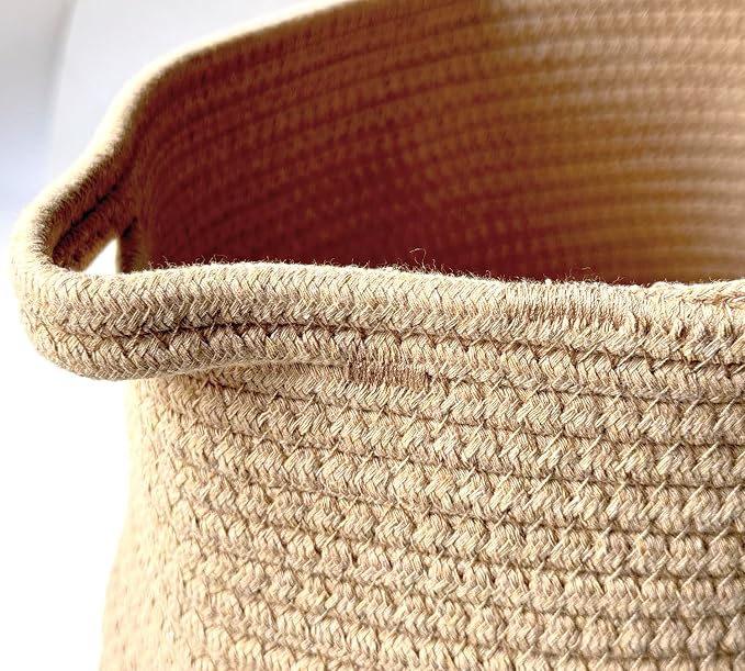 2Pack,Cotton Rope Basket,Woven Storage Basket,Toy Baskets,Baby Nursery toys, S 15.4 x 9.4 inches (39 x 24 cm) Yellow - Image 2