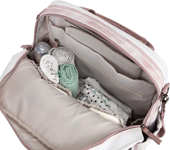 JuJuBe Nature Babe Diaper Bag Backpack with Portable Baby Changing Pad, Sustainable Multi-Function Bag for Bottles, Diapers, Made with 24 Recycled Plastic Bottles, Watercolor Stripe, Mother's Day Gift - Image 5