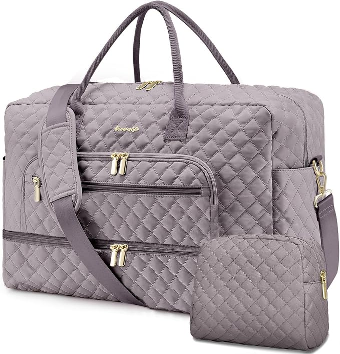 Travel Duffle Bag Weekender for Women - 38L Carry-On Overnight Bag Personal Item Bag with Shoe Compartment & Wet Pocket Weekend Tote Bags with Toiletry Bag Hospital Bags for Labor and Delivery by LUOCIP