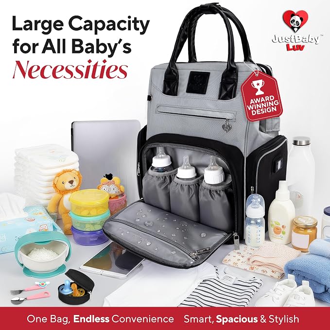 Premium Baby Diaper Bag with Changing Station, Diaper Bag Backpack w/ Pad | Award-winning, built-in changing station, warming pockets, waterproof, travel ready, unisex - Image 8
