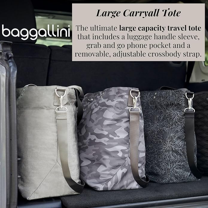 Baggallini Carryall Tote - Lightweight Nylon Zipper Top Weekender Travel Beach Bag w/Luggage Sleeve - Image 3