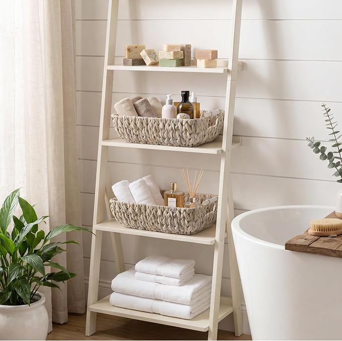 StorageWorks Wicker Baskets for Storage, Storage Baskets for Decor | Wicker Storage Baskets for Shelves, Baskets with Wooden Handles, 2-Pack Gifts Basket for Home Decor, Hand-Woven Basket - Image 2