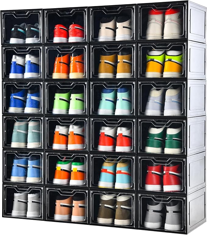 Stebopum 12 Pack Shoe Boxes Organizer, Magnetic Door Shoe Storage Boxes, Clear Sneaker Storage Box for Women/Men, Fit up to US Size 12 - Image 6