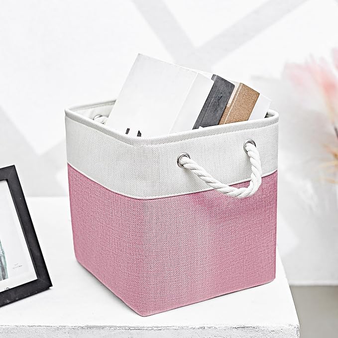 Cube Storage Bins 13 x 13, 6 Fabric Foldable Organizer | Storage Cubes Heavy Duty, Used for Clothes Toys Books, Collapsible, Comfortable Cotton Handle - Image 8