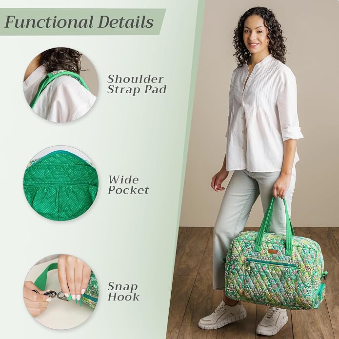 Maison d' Hermine Weekender Bags for Women Cotton Quilted Duffel Overnight Luggage Weekend Bag for Men Gym Gifts Travel | Overnight Luggage Weekend Bag for Men Gym Sports Gifts Duffle bag Business Travellers Trip Spring Summer - Image 4
