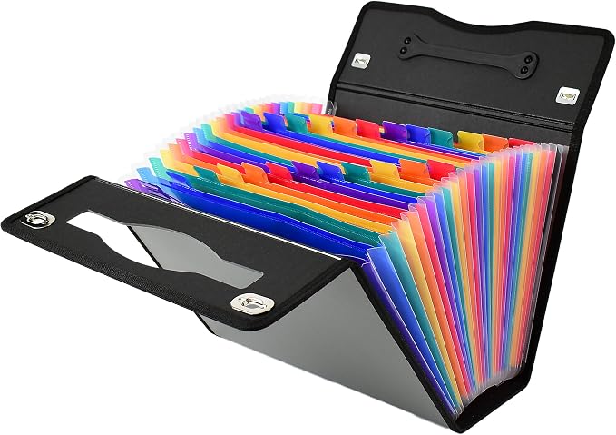 CNK Accordion File Folders with 24 Pockets Organizer for Document Paper Storage Folder Documents Expanding Binder Folio Pocket Receipt Filing Expandable Files Dividers Labels Letter Durable Handle - Image 2
