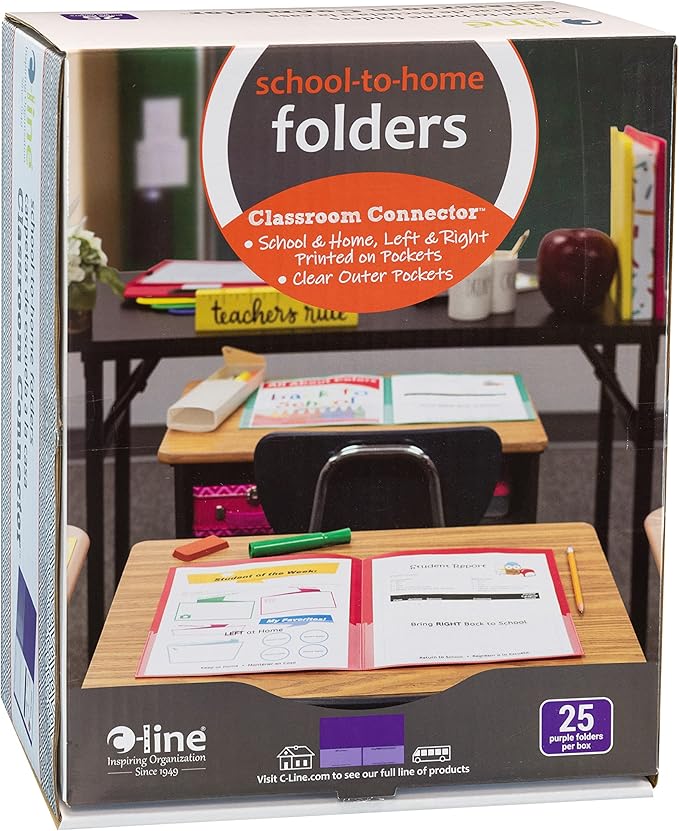 C-Line Classroom Connector School-to-Home Folders, Purple, 25 per Box (32009) (Pack of 6) - Image 4