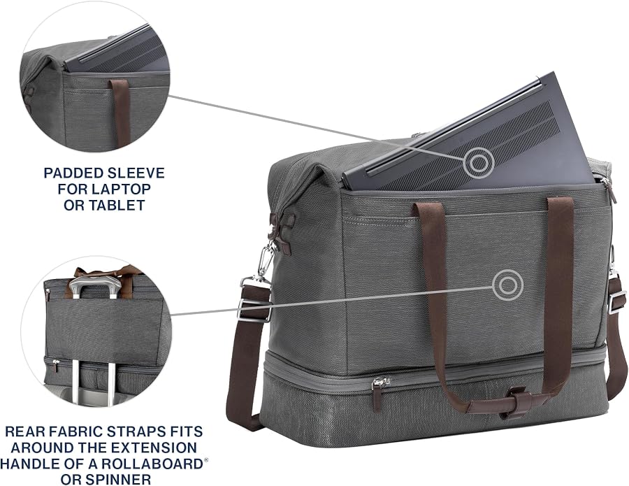 Travelpro Platinum Elite Carry on Soft Travel Drop-Bottom Weekender Bag, Overnight, Men and Women - Image 4