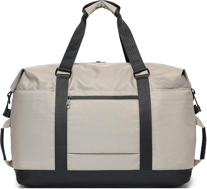 Duffel with Utility Pouch, 40L Weekender Overnight Bag with Shoe Compartment for Travel and Sports (Grey and black) - Image 4