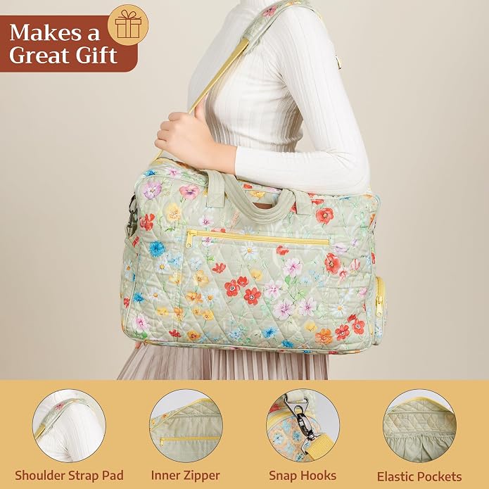 Maison d' Hermine Weekender Bags for Women Cotton Quilted Duffel Overnight Luggage Weekend Bag for Men Gym Gifts Travel | Overnight Luggage Weekend Bag for Men Gym Sports Gifts Duffle bag Business Travellers Trip Spring Summer - Image 6