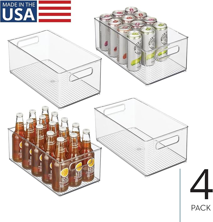 iDesign Stackable Fridge Bin, Set of 4, Clear | Kitchen Storage Bin, For Pantry, Cabinets, or Fridge - Image 2