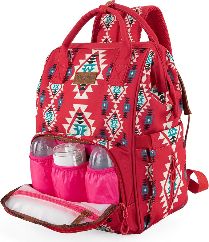Wrangler Aztec Backpack Organized Daypack Travel Baby Bag with Stroller Strap and Side Bottle Pockets WG2204-9110BDY - Image 3