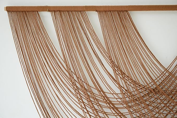Large Macrame Wall Hanging Brown Die-Dyed 59.00" W x 31.00" L Boho Wall Decor Yarn Tapestry Craftsmanship Home Macrame Wall Decor | Boho Home Decor, Large Textile Art, Handmade Cotton Craft, for Living Room Sofa Backdrop, Bedroom Headboard, Boho Fiber Art - Image 6