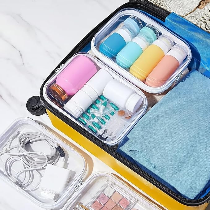 Sanwuta 6 Clear Hard Zipper Case,White,7.09 X 5.12 X 2 Inch | Pencil Case Pouches ,Makeup Bag,Plastic Toiletry Diaper Bag ,Travel Toy Storage,Waterproof Organizer Bins - Image 6
