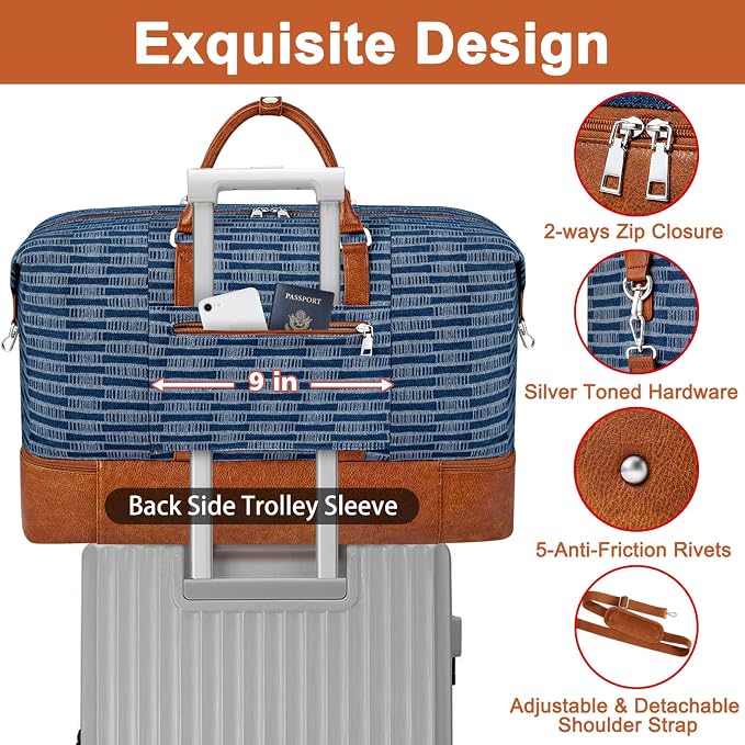 TIBES Travel Weekender Bag for Women, Overnight Bag with Shoe Compartment | 3PCS Large Travel Duffel Bag for Gym, Travel, Hospital, Business Trip, Carry On Tote, Wet & Dry Separation, Water Resistant - Image 5