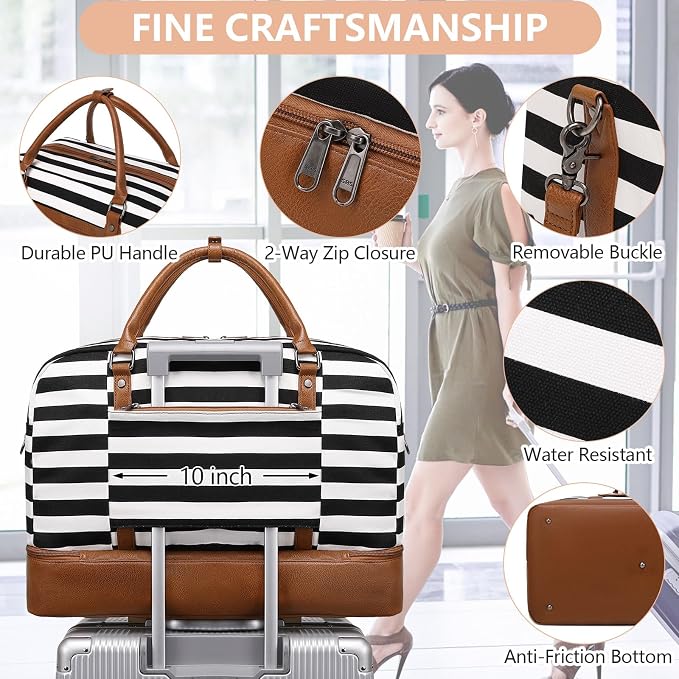 4PCS Weekender Bags for Women Large Overnight Weekend Travel Duffel Bags | Travel Bag Carry-on Tote Hospital Bag with Shoe Compartment Crossbody Toiletry Bag for Travel Business Gym Water Resistant - Image 4