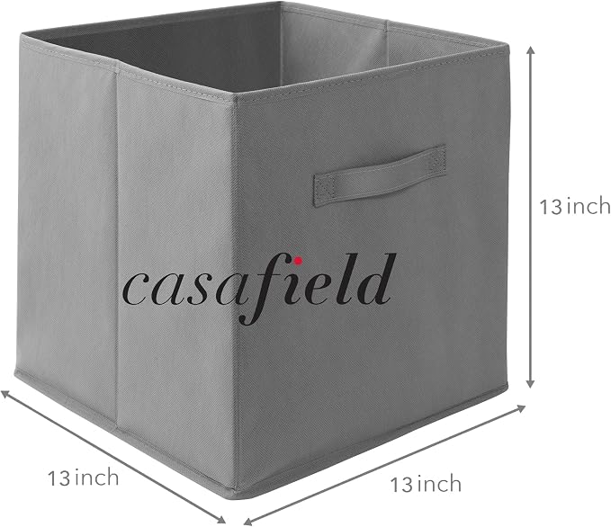 Casafield Set of 12 Collapsible Fabric Cube Storage Bins, Gray - 13" Foldable Cloth Baskets for Shelves, Cubby Organizers & More - Image 7