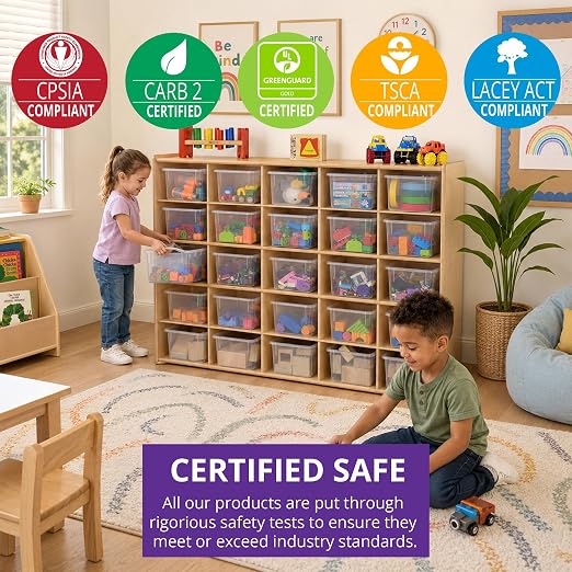Contender 25 Cubbies Tray Cabinet, Kids Toy Storage Organizer, 100% Birch Plywood Cabinet for Kindergarten, Homeschool, Preschool Art and Craft Supplies - Image 5
