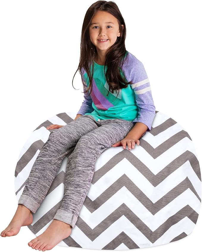 Posh Creations Kids Stuffed Animal Storage Bean Bag Chair Cover - Childrens Toy Organizer, Large-38in, Canvas Sloth and Trees - Image 4