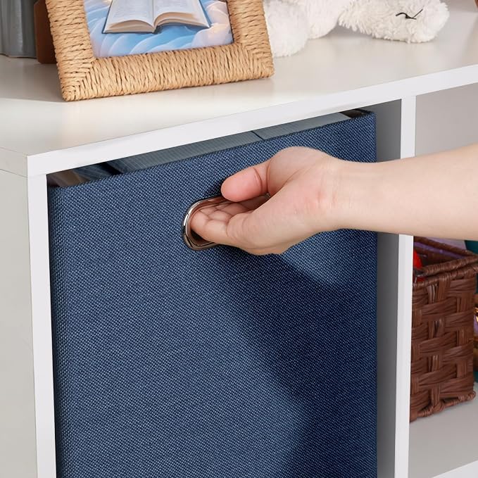 Posprica 13x13x13 Storage Cube Basket Bins, Set of 4, Army Blue | Storage Cube Bins 13x13,Foldable, For Closet Organizer Shelf Cabinet Bookcase, Thick Fabric Drawer - Image 6