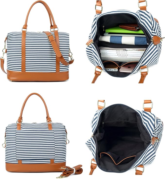 Bluboon Travel Tote Bags with Zipper Ladies Canvas Bag Weekender Overnight Bag for Women Carry on Duffel Bag Trolley Sleeve - Image 6