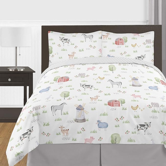 Sweet Jojo Designs Farm Animals Foldable Fabric Storage Cube Bins Boxes Organizer Toys Kids Baby Childrens - Set of 2 - Watercolor Farmhouse Horse Cow Sheep Pig - Image 6
