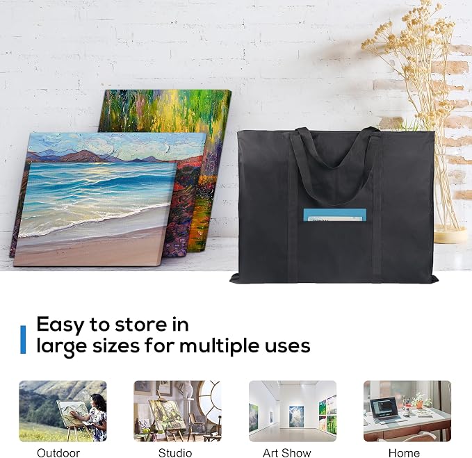 JJRING Dacron Art Portfolio Tote Bag 22'' x 28.5'' For 20'' x 26'' Black | Light Weight Carrying Storage Case Suitable Poster, Sketching, And Drawing - Image 7
