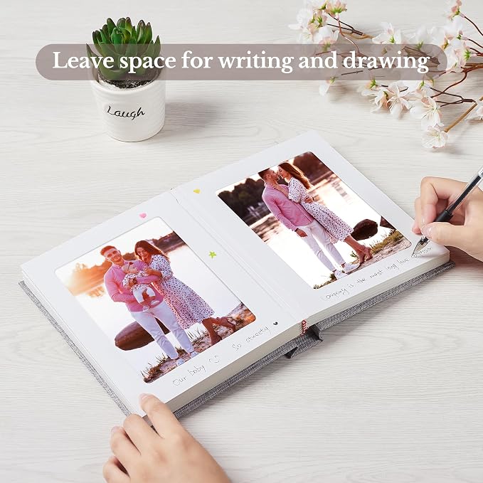 Pssoss 5x7 Photo Album with Writing Space, Linen Cover, 30 Photos, Black | High-GSM writable pages with easy slip-in pockets for weddings, baby photos, family memories, travel, and anniversaries. - Image 4