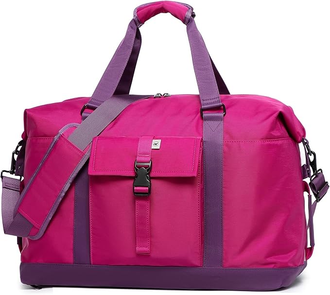 Duffel with Utility Pouch, 40L Weekender Overnight Bag with Shoe Compartment for Travel and Sports (Purple) by SUNNYBIRD