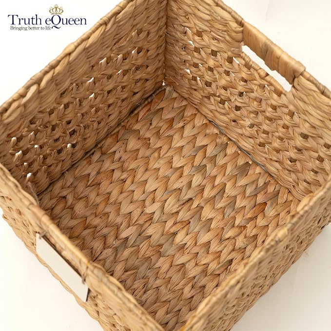 Water Hyacinth Storage Baskets For Shelves, 12x12 Cube Storage Organizer, Square Wicker Basket, Cube Organizer, Woven Basket, Canastas Para Organizar, Cestas Para Baskets For Shelveszar, 2 Pcs - Image 4