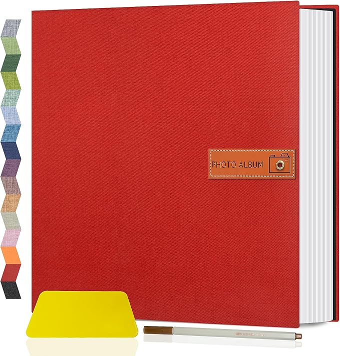 Popotop Large Photo Album Self Adhesive 4x6 5x7 8x10 Scrapbook Album DIY Picture Book,Gifts for Mom,Family Baby and Wedding,with Metal Pen and Plastic Board by Popotop