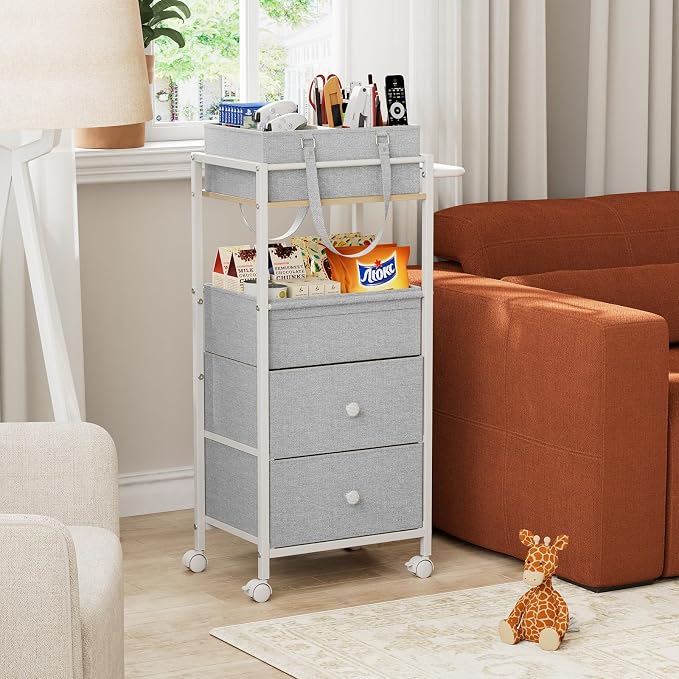 3In1 Modanais Baby Diaper Caddy Organizer Cart with Drawers, Light Gray | Rolling Storage Cart, Removable Diaper Caddy, Detachable Dividers - for Crib, Bedroom, Art & Craft Organizer - Image 6
