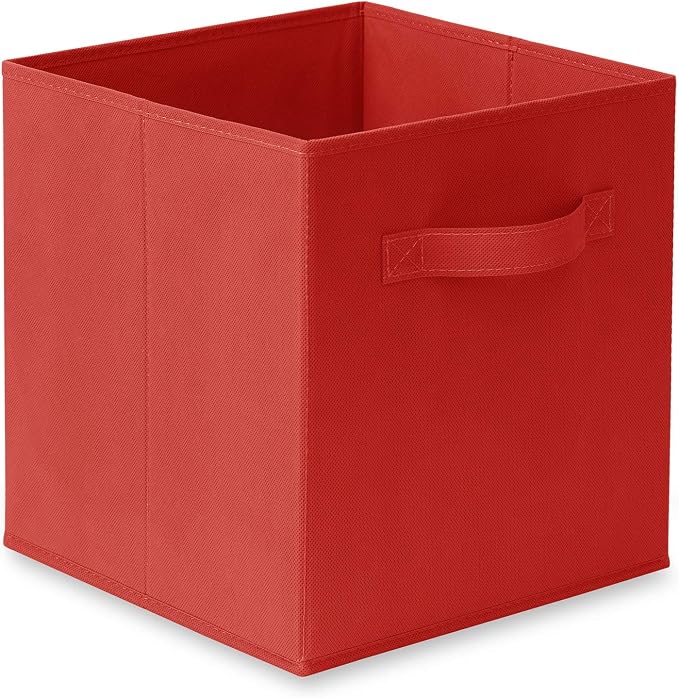 Casafield Set of 12 Collapsible Fabric Cube Storage Bins, Red - 11" Foldable Cloth Baskets for Shelves, Cubby Organizers & More - Image 2