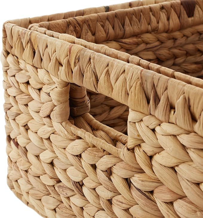 Casafield Set of 2 Water Hyacinth Storage Baskets with Handles - 1-Jumbo, 1-Large Woven Organizers for Bathroom, Laundry, Pantry, Office, Shelves - Image 5