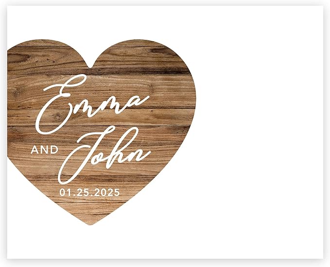 Andaz Press Custom Large Wedding Canvas Guestbook Alternative, 16 x 20 Inches, Rustic Wood Heart, Horizontal Personalized Sign Our Canvas, Welcome Sign for Fall, Rustic, Woodland Theme Events by AndazPress