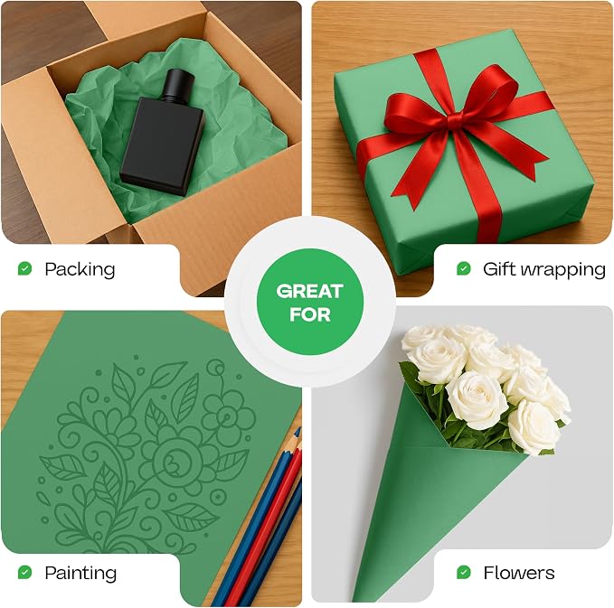 12" x 1200" (100 ft) Green Kraft Paper Roll - USA-Made Quality Craft Paper for Gift Wrapping, Kids' Arts & Crafts, School Projects - Natural Material 50lb Thickness by IDL Packaging - Image 5