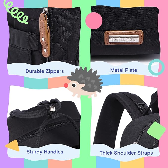 iniuniu Baby Diaper Bag Backpack, 4 in 1 kit Large Capacity Travel Backpack | Waterproof Backpack for Moms Dads,Travel Backpack with Pouch,Washable Changing Pad, Baby Essentials - Image 5