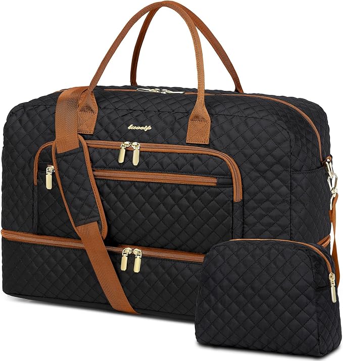 Travel Duffle Bag Weekender for Women - 38L Carry-On Overnight Personal Item Bag with Shoe Compartment & Wet Pocket Weekend Tote Bags with Toiletry Hospital Bags for Labor and Delivery by LUOCIP