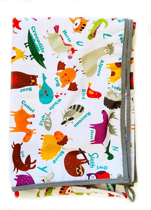 Waterproof High Chair Splat Mat – Machine Washable Floor & Table Protector for Baby Feeding, Art & Crafts, Outdoor Use (Zoo, 57x83 Inch) by Yorni
