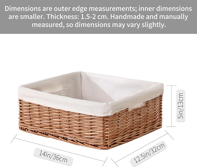 Handwoven Willow Storage Basket with Removable Cotton Liner – Fits 13’’ Cabinets, Eco-Friendly Organizer for Home Décor - Image 2