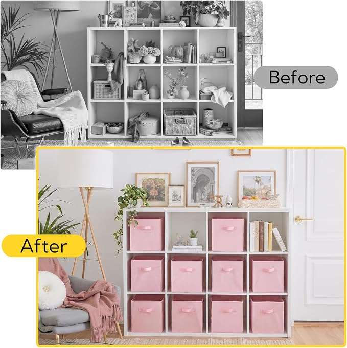 Cupic Cupid 10-Pack 11x11 Collapsible Storage Cubes, Fabric Bins, Pink | Foldable, Reinforced Front Handle, Holds Clothes, Toys, Blankets and More, Fits Closet, Shelves, Nursery, Bedroom - Image 5