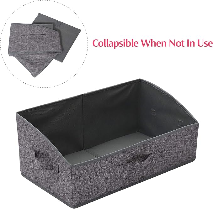 TENABORT 5 Pack Trapezoid Large Foldable Closet Storage Bins with Handle, Fabric Storage Organizer Cube Cloth Containers Linen Box Shelf Baskets for Clothes Clothing Shelves Wardrobe - Image 6