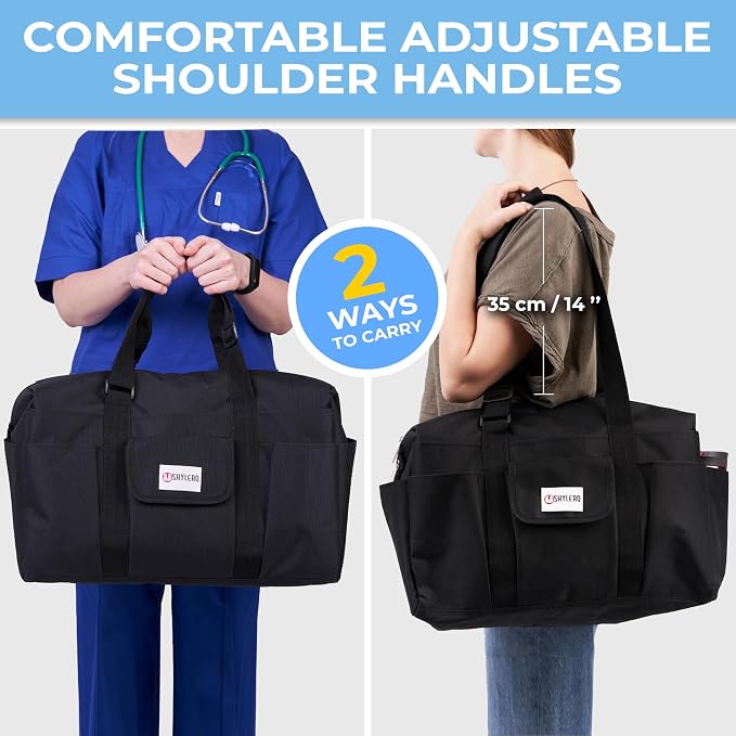 White Peas Nurse Bag & Utility Tote - Waterproof, Top YKK Zip, L18" x H14" x W7" - SHYLERO - Image 8