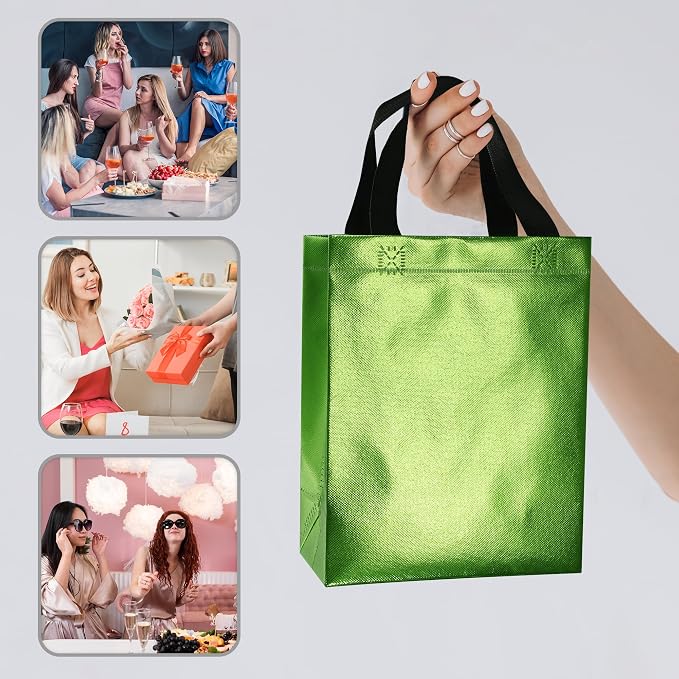BLEWINDZ 100 Medium Reusable Gift Bags with Handles - Ideal Party Favors & Shopping Bags (10 Colors) - Image 4