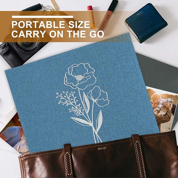 Lanpn 8.5x11 inch Scrapbook Photo Album, Linen Cover Archival Acid Free Top Load 3 Ring Binder Folder Photo Book 8.5 x 11 with 30 Plastic Sleeves 60 Pages (Blue) - Image 6