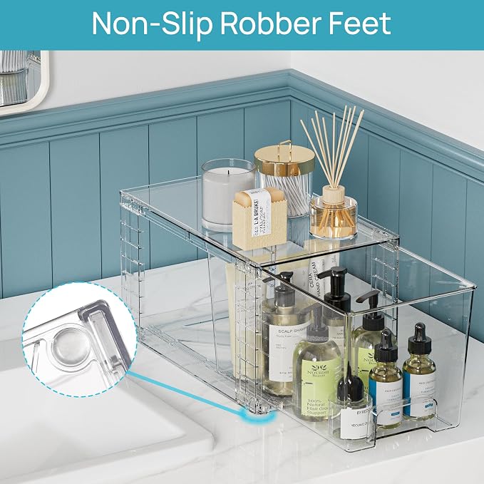 Vtopmart Clear Stackable Storage Drawers, 8 Pack Medium Set | Medium and Small Pull-Out PET Drawers for Consistent Organization, Stackable Storage Solution for Cabinets, Closets, Pantry - Image 6