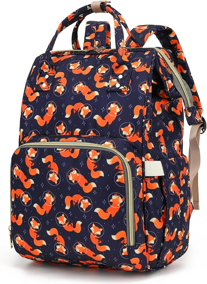 Fox Baby Diaper Bag Backpack for Girls Boys, Waterproof Large Maternity Nappy Bags for Mom by Xunteny